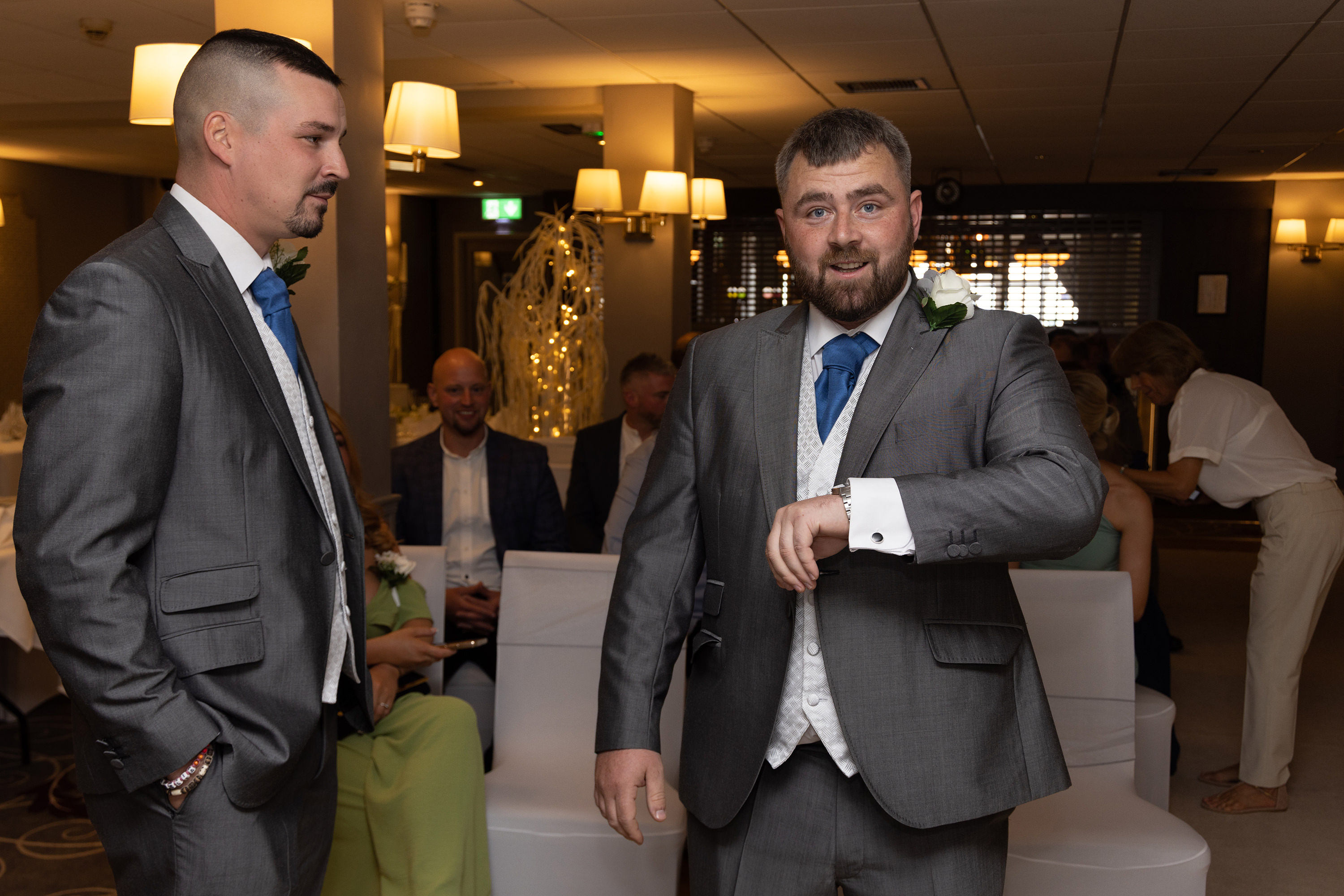 Groom looking at his watch