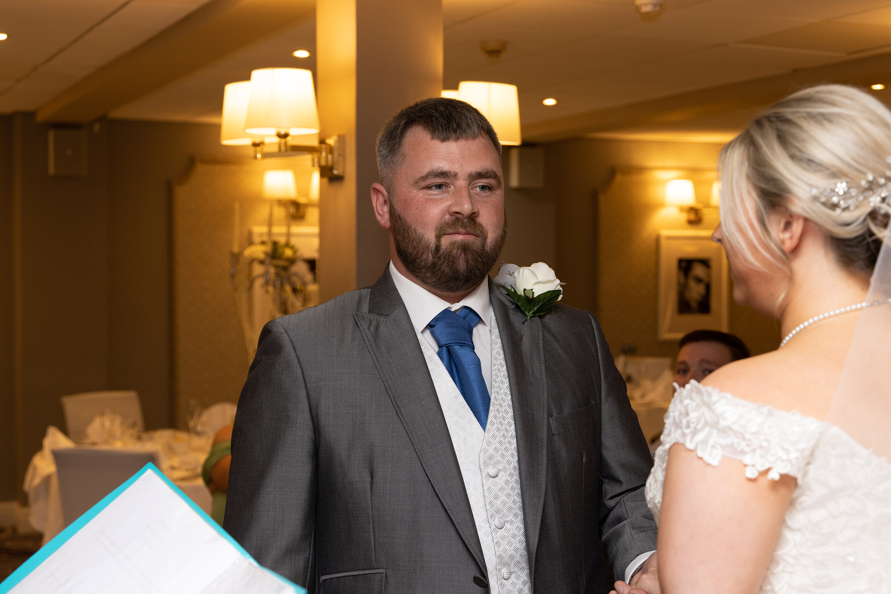 Gavin turns to look at his wife to be