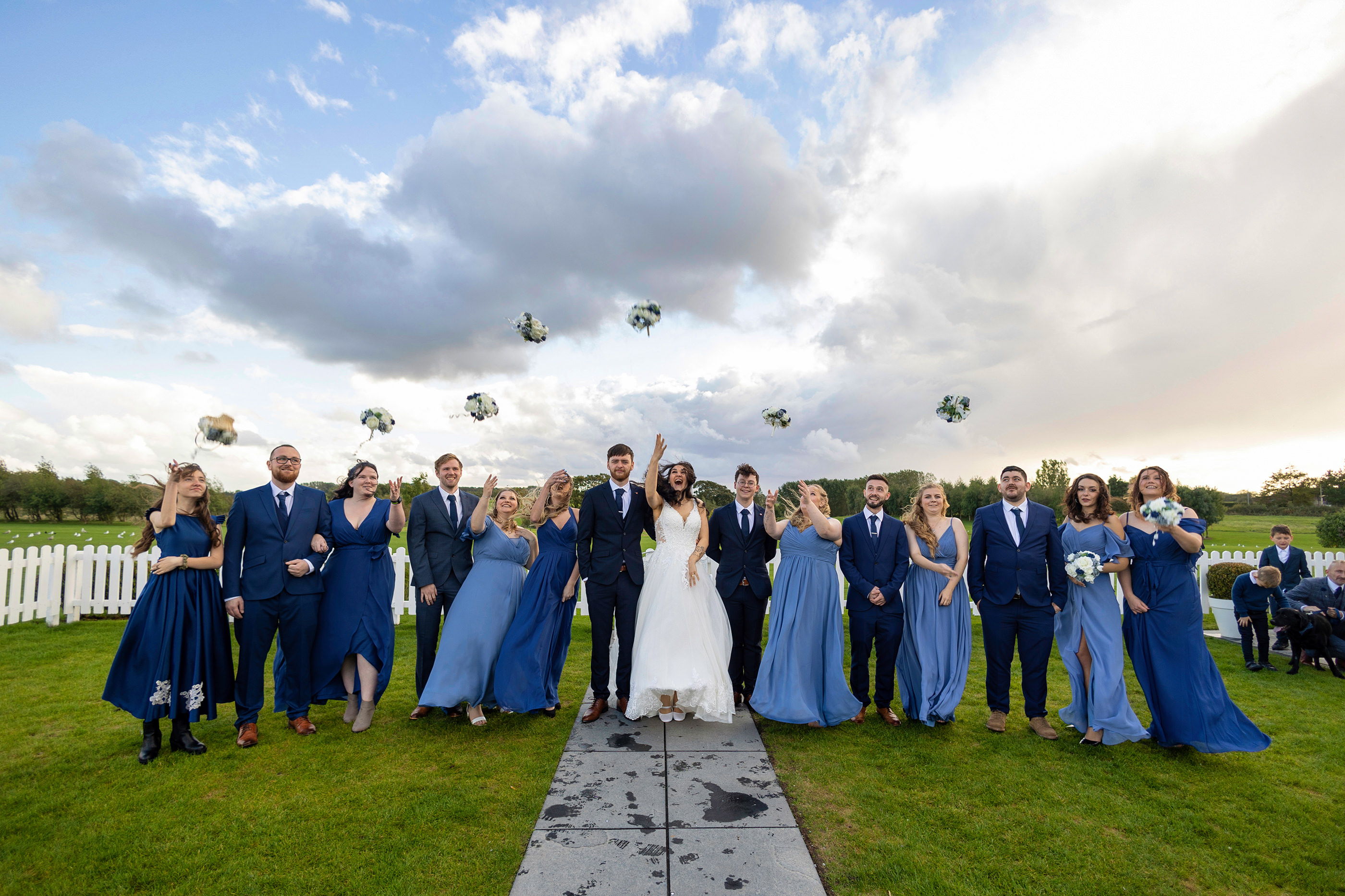 Emily and Neil with their best men and bridesmaids 