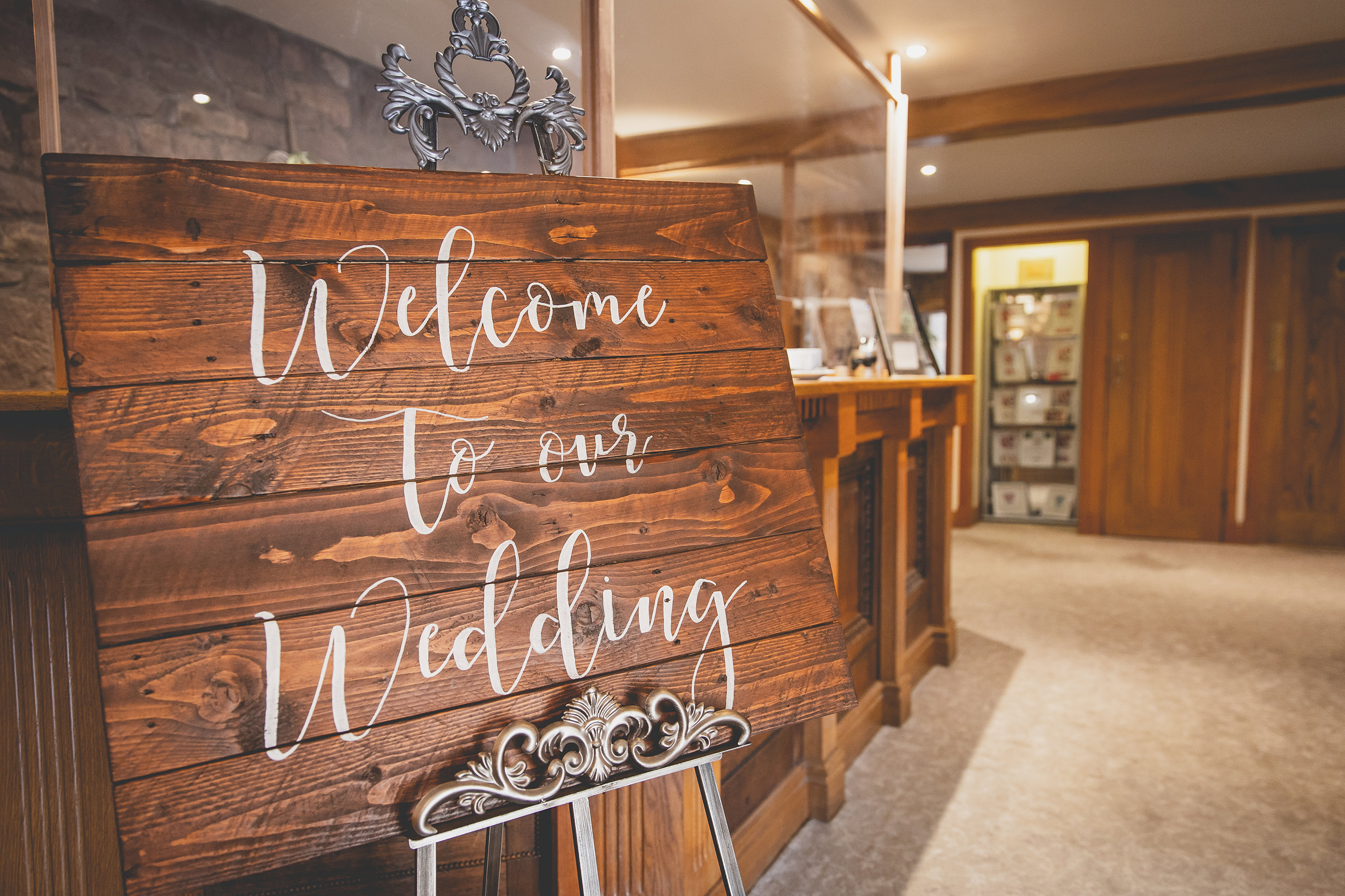 wedding sign at beeston manor