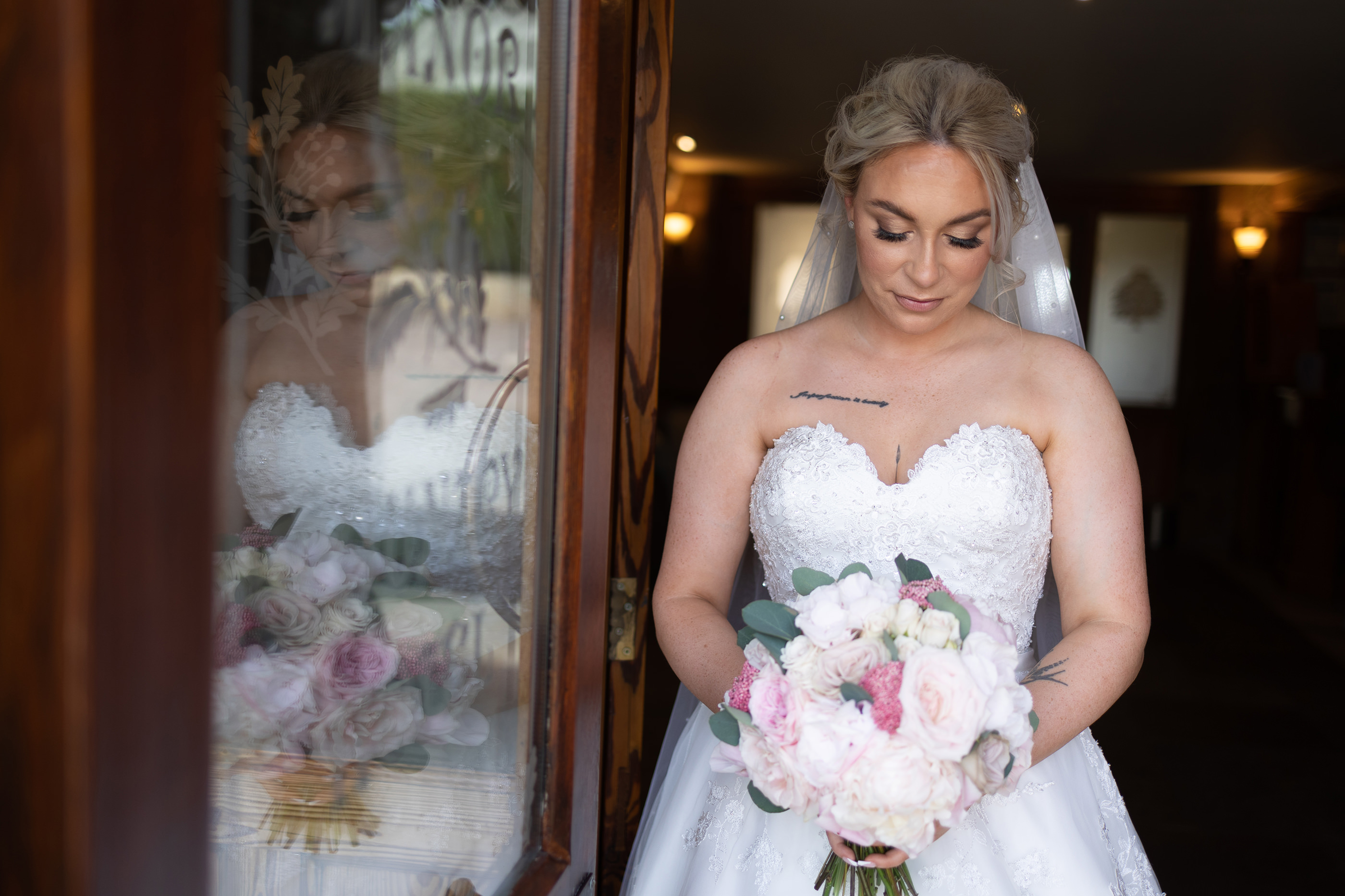 Gemma the Bride holding her bouquet
