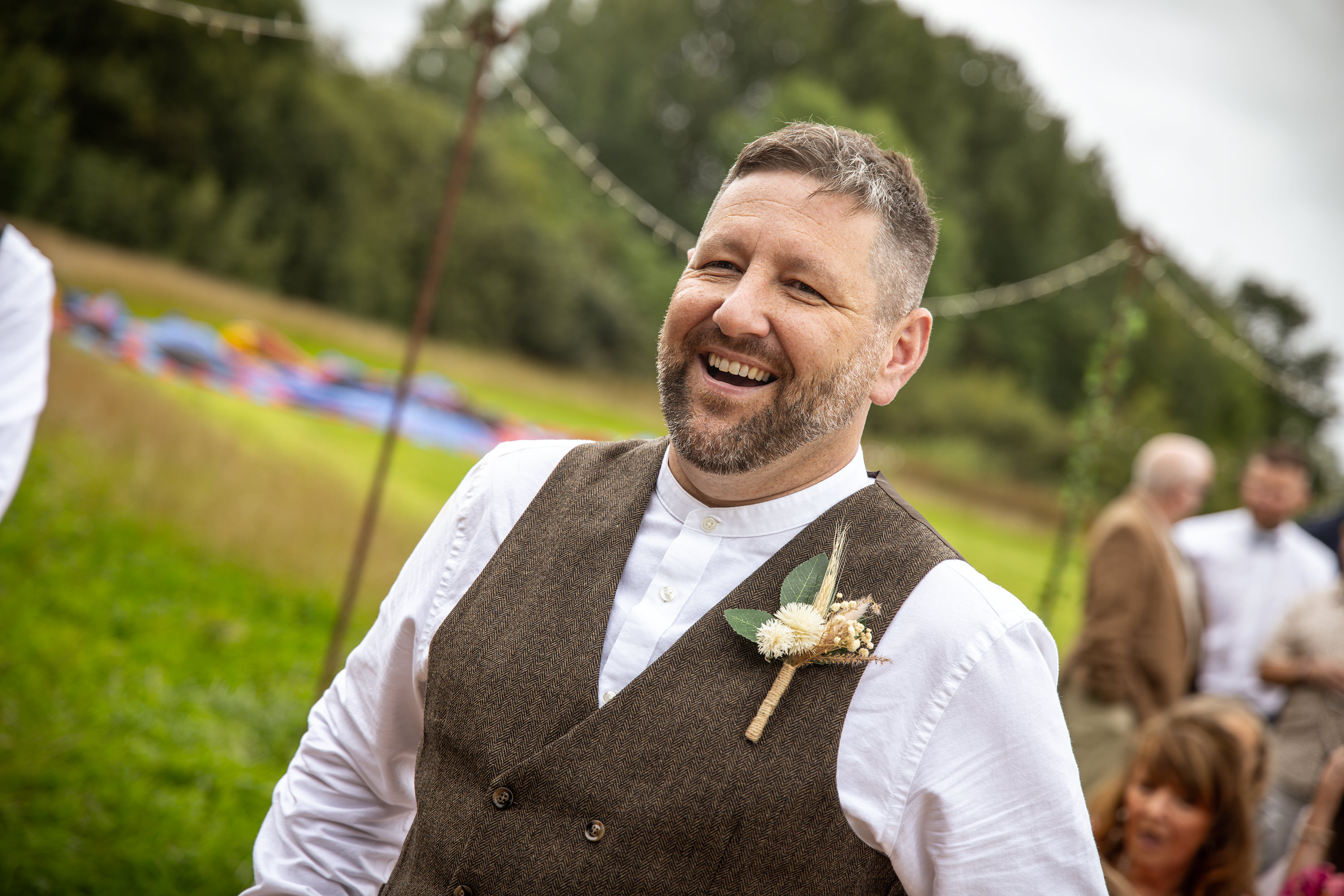 Daley the groom looking happy