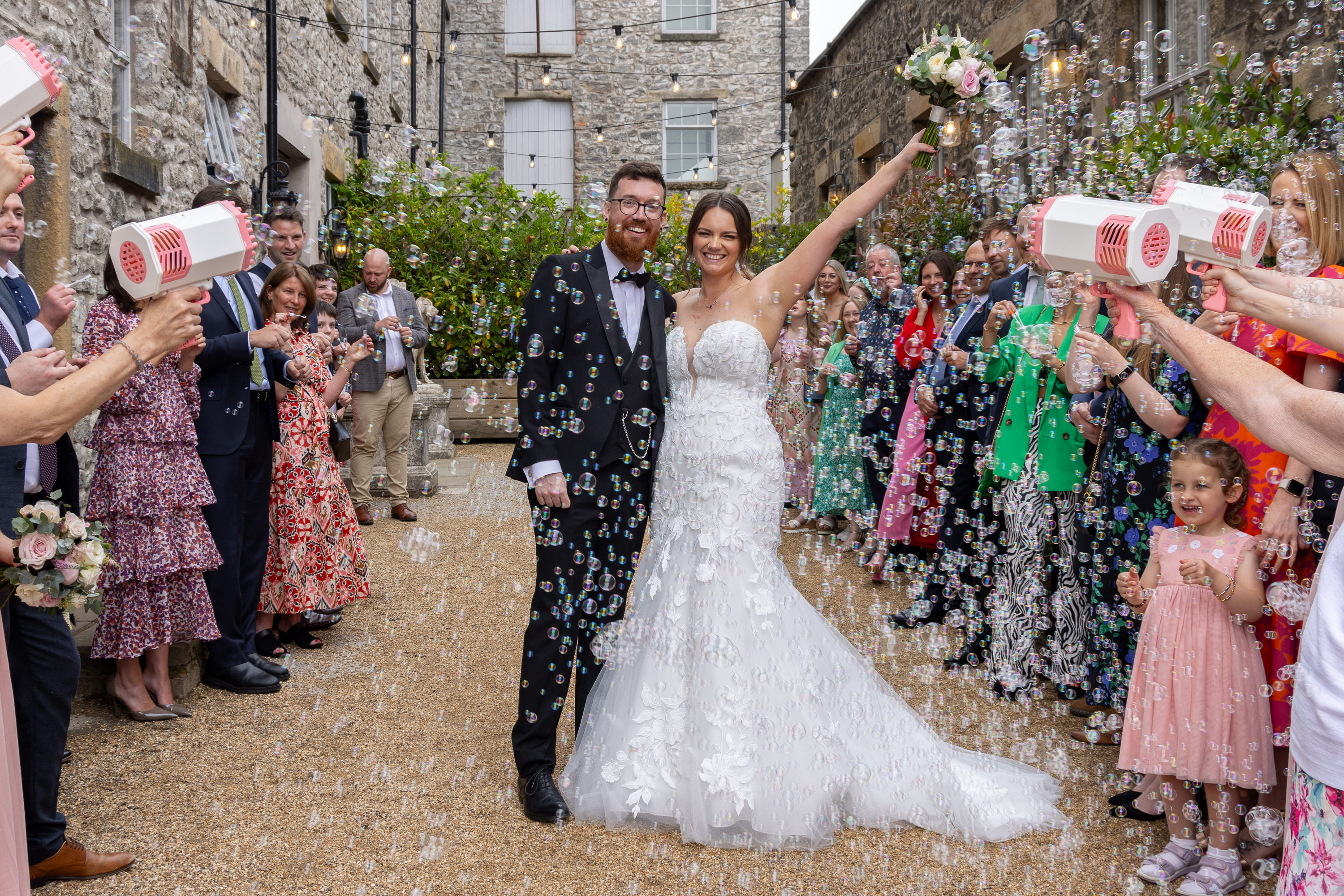 Sarah and Stevie enjoy their bubble confetti 