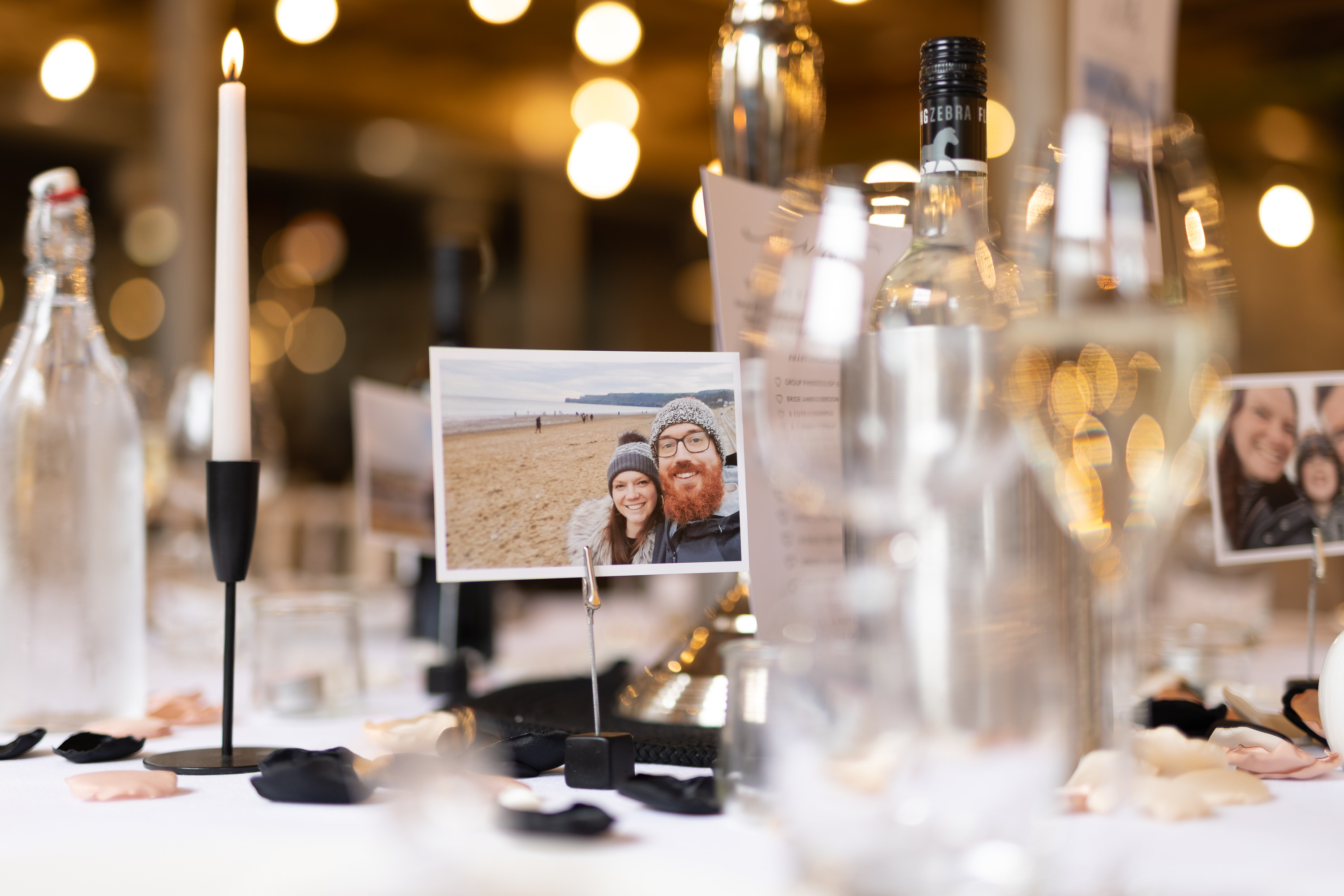 Wedding table decorations at Homes Mill 