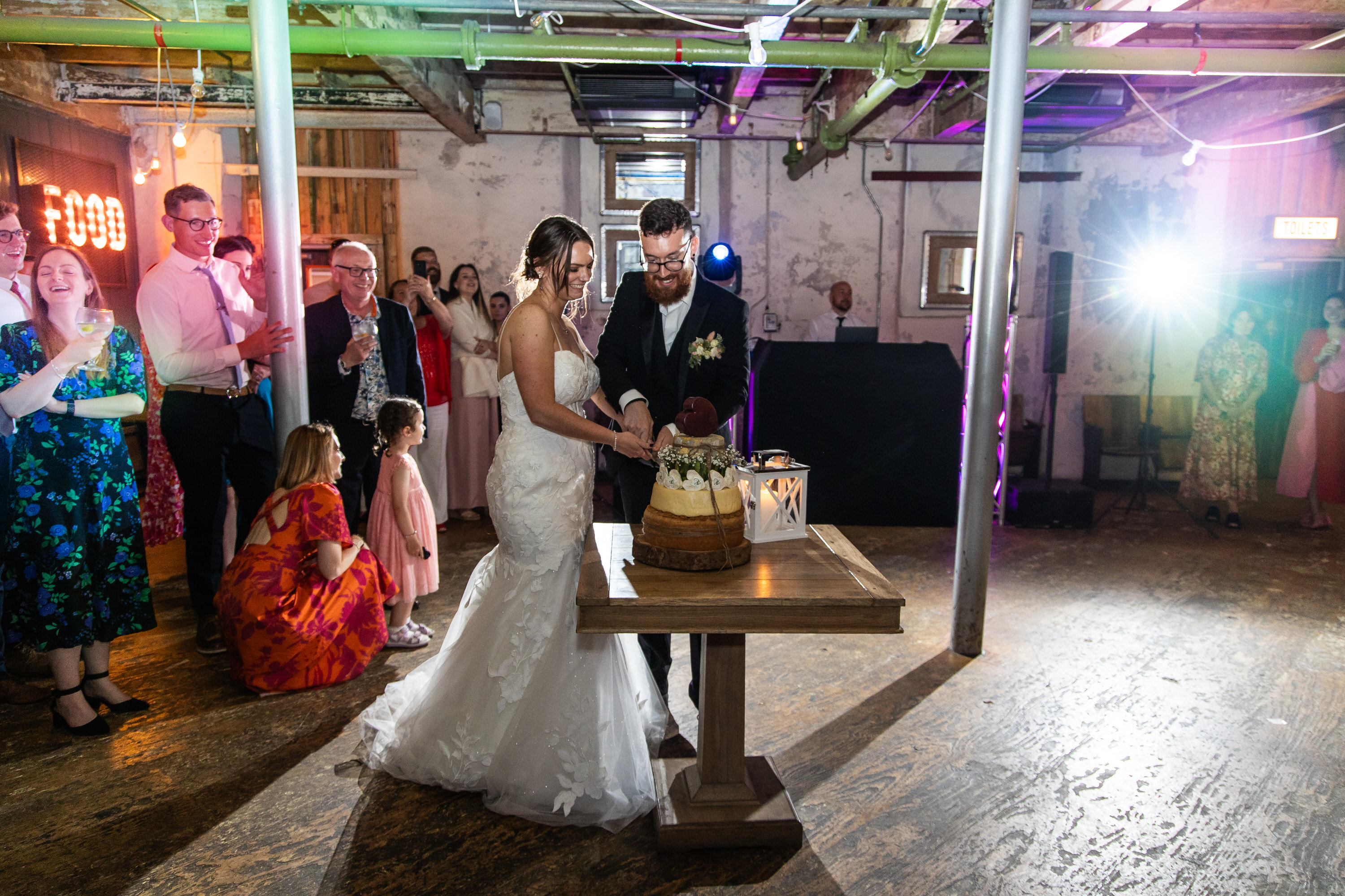 The cutting of the wedding cake 