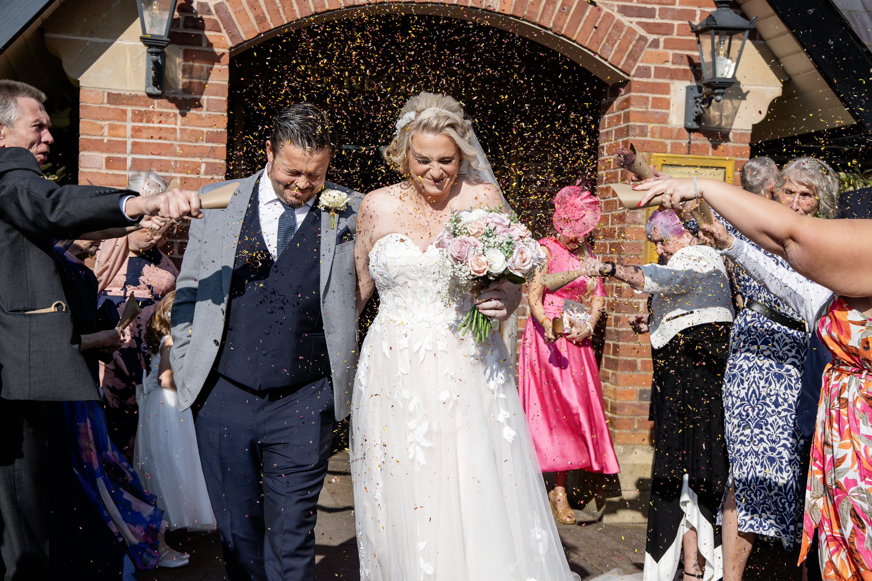 Confetti throwing at the wedding 