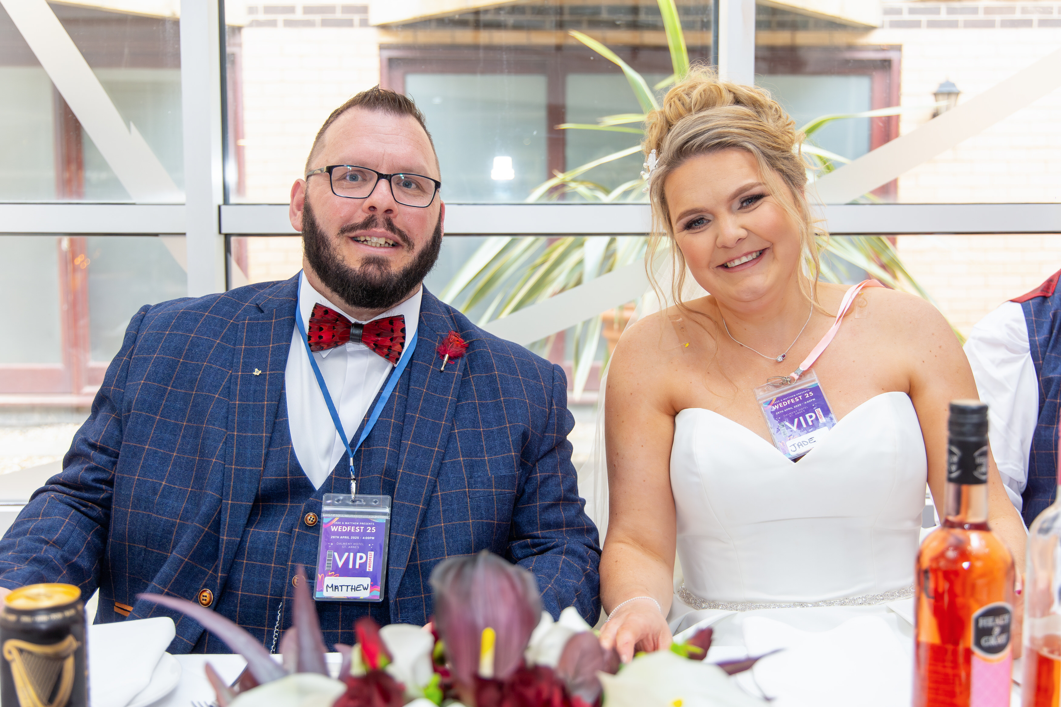 Jade and Matthew sit down for the wedding breakfast 