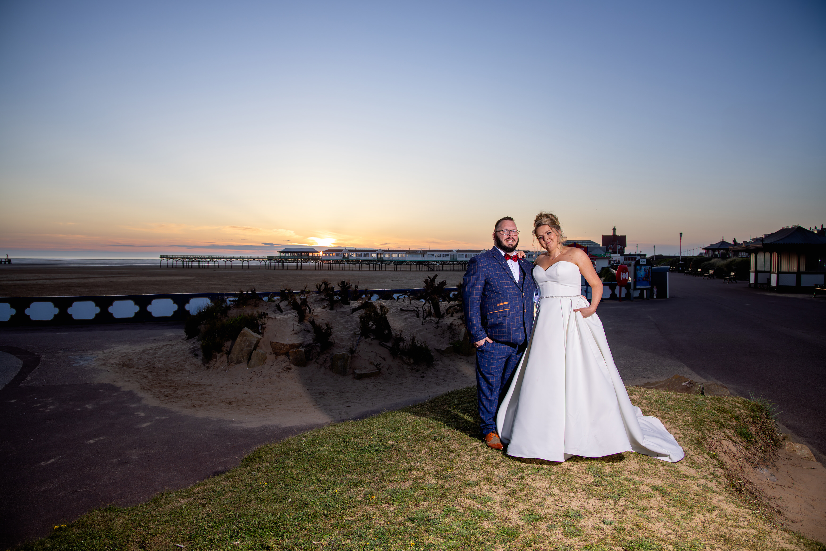 The bride and groom on Saint Ann's Pier 