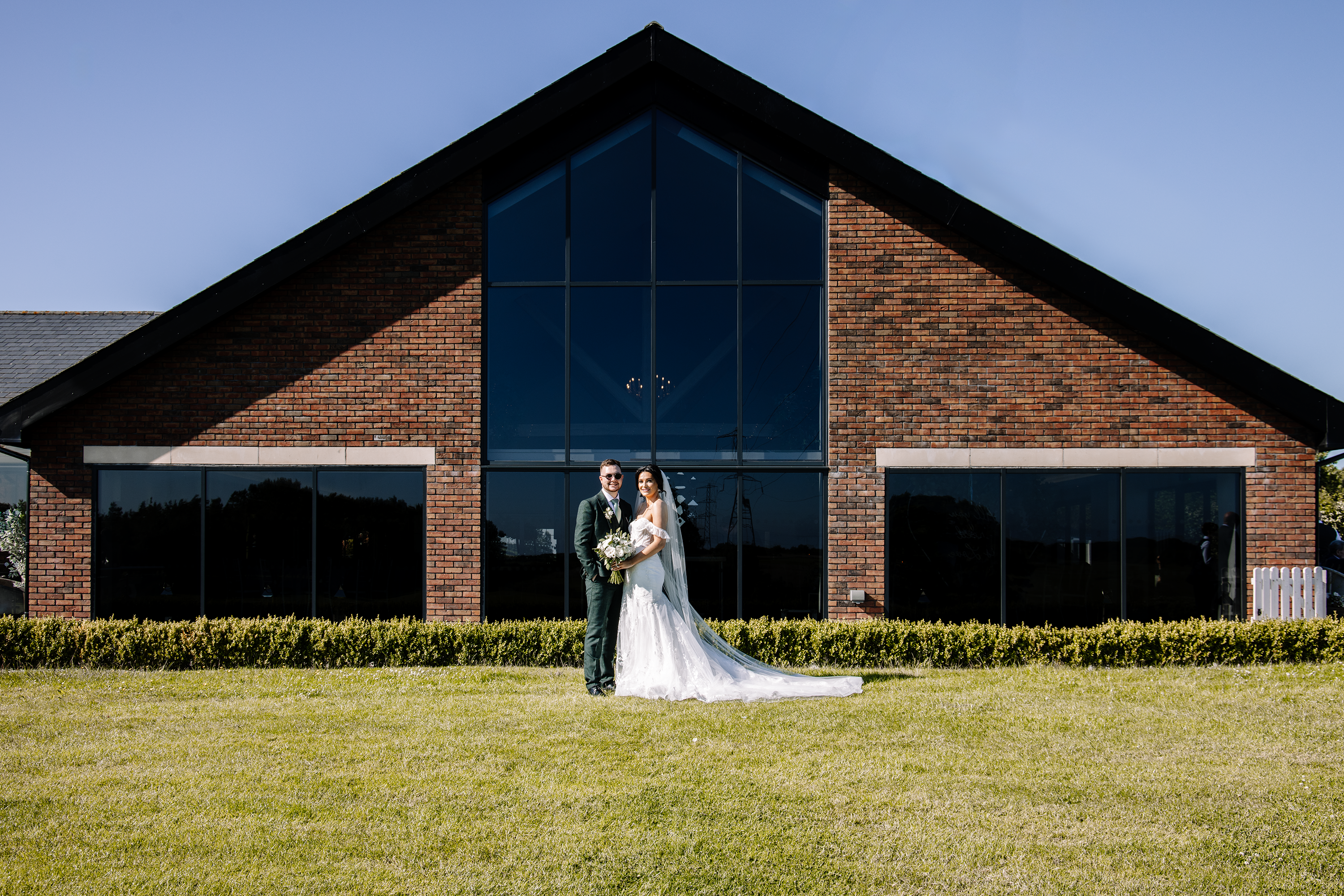 Glass house wedding staining 