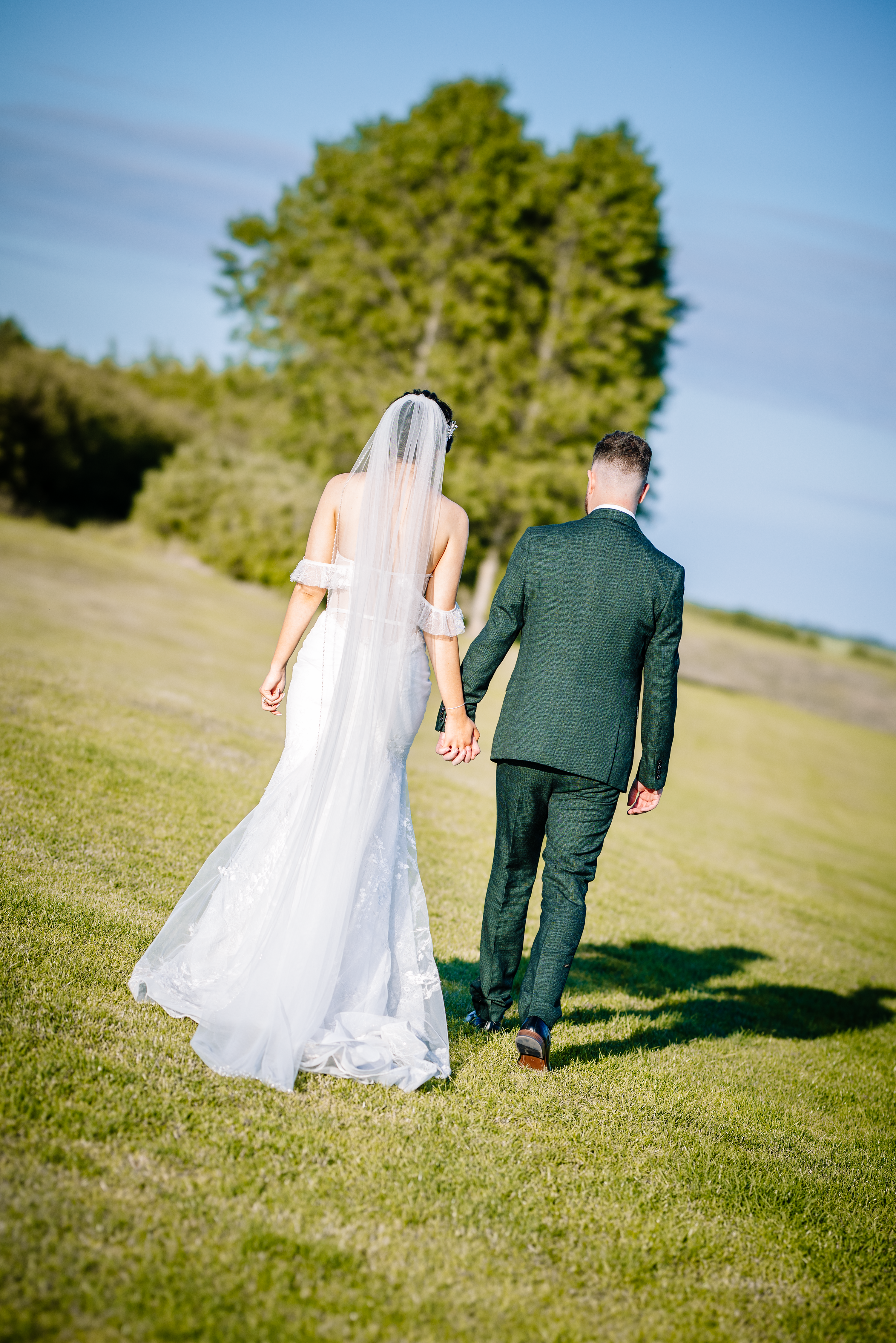 The happy couple go for a walk 