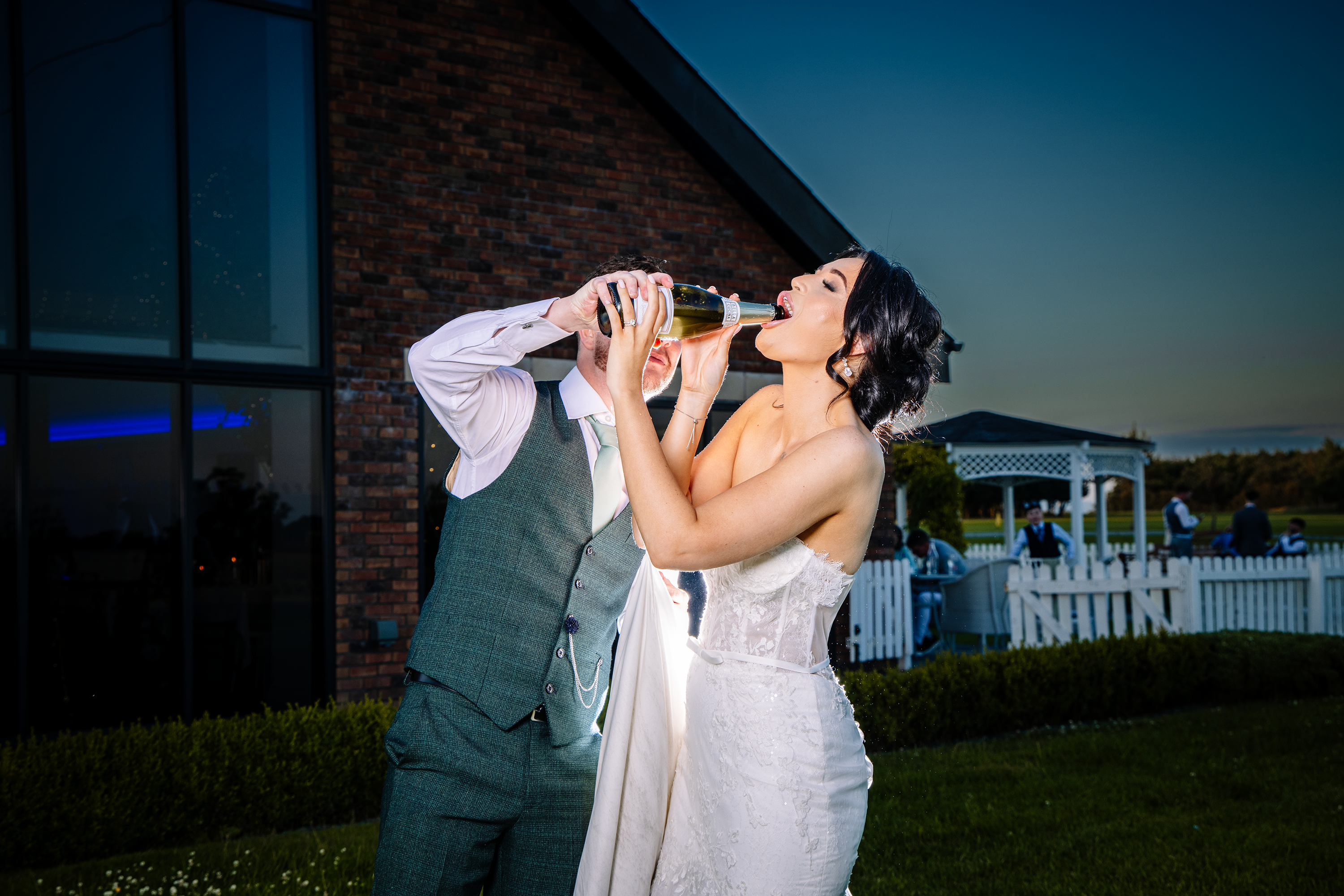 Christina enjoying a bottle of champagne 