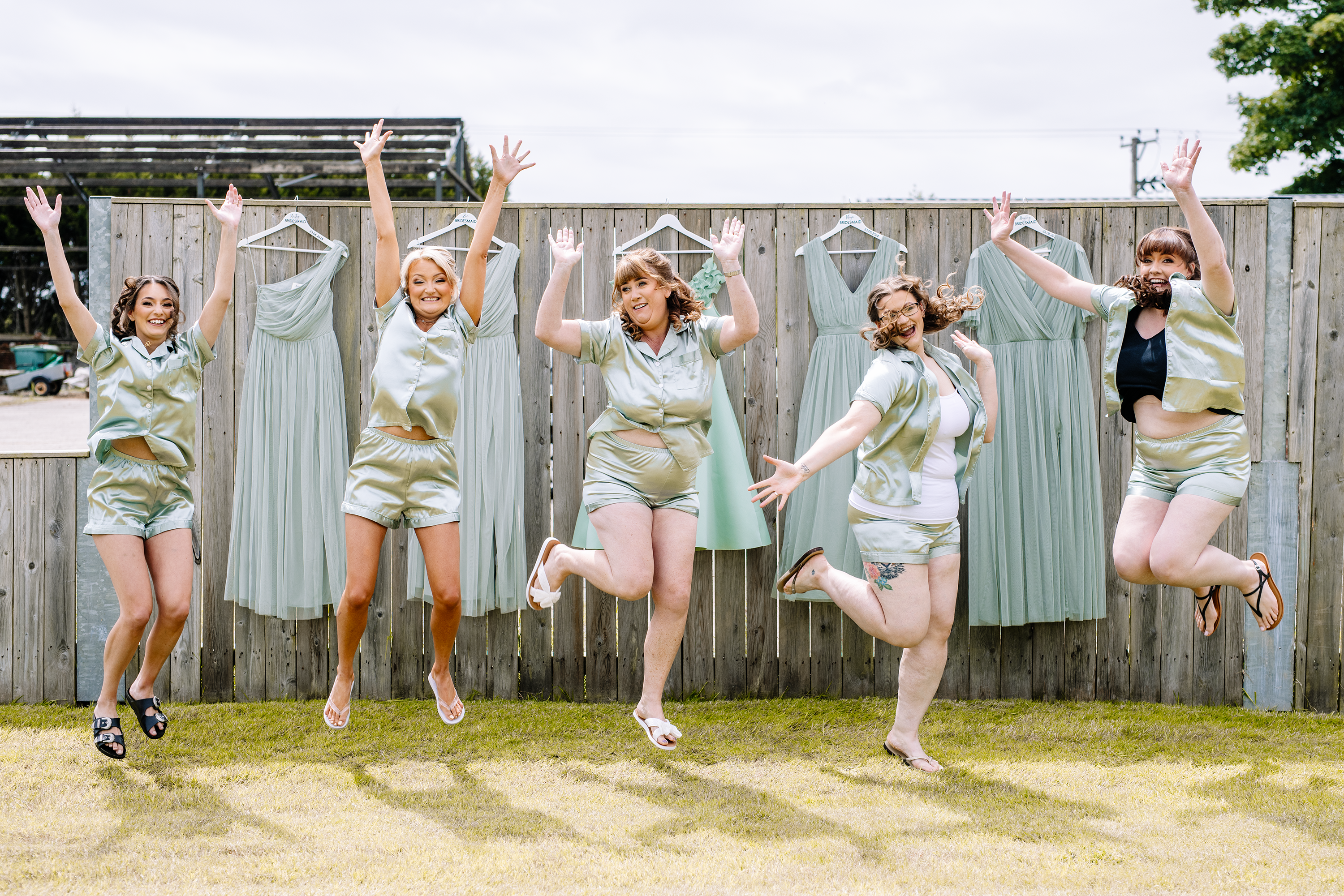 The bridesmaids having fun 