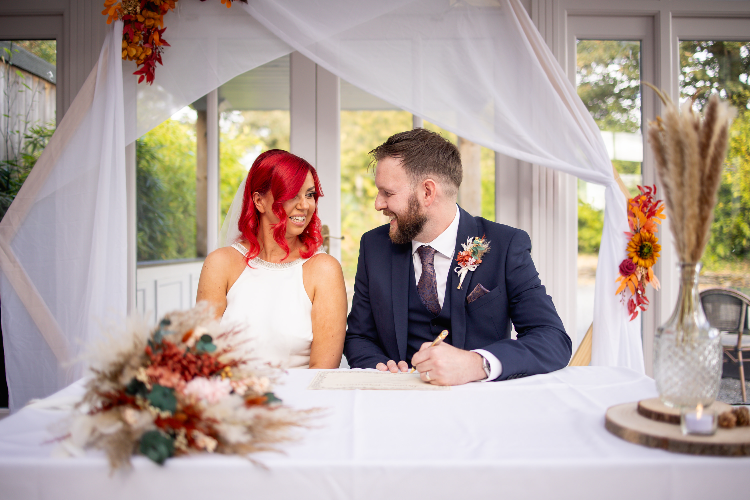 The bride and grooms signed the wedding register 