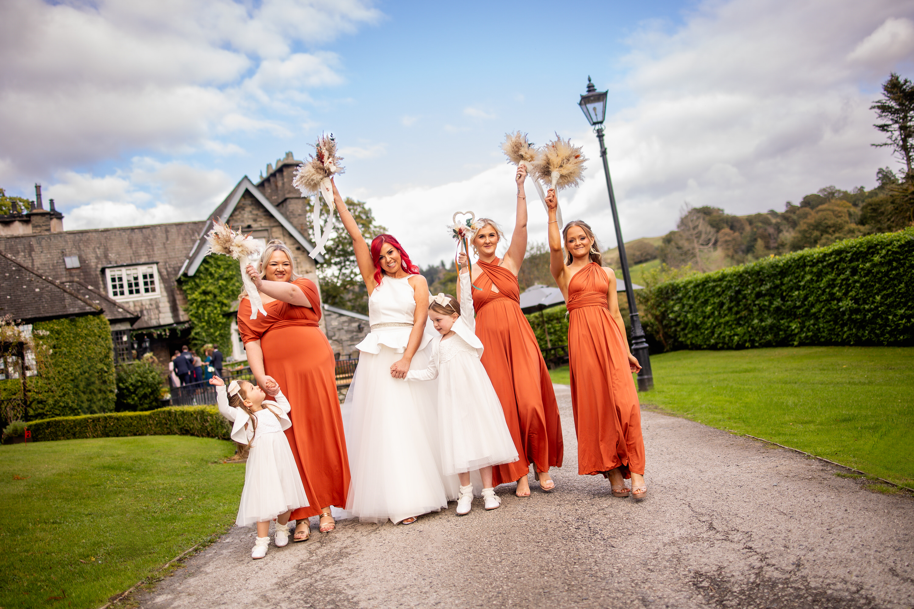 The bride and her bridesmaids 