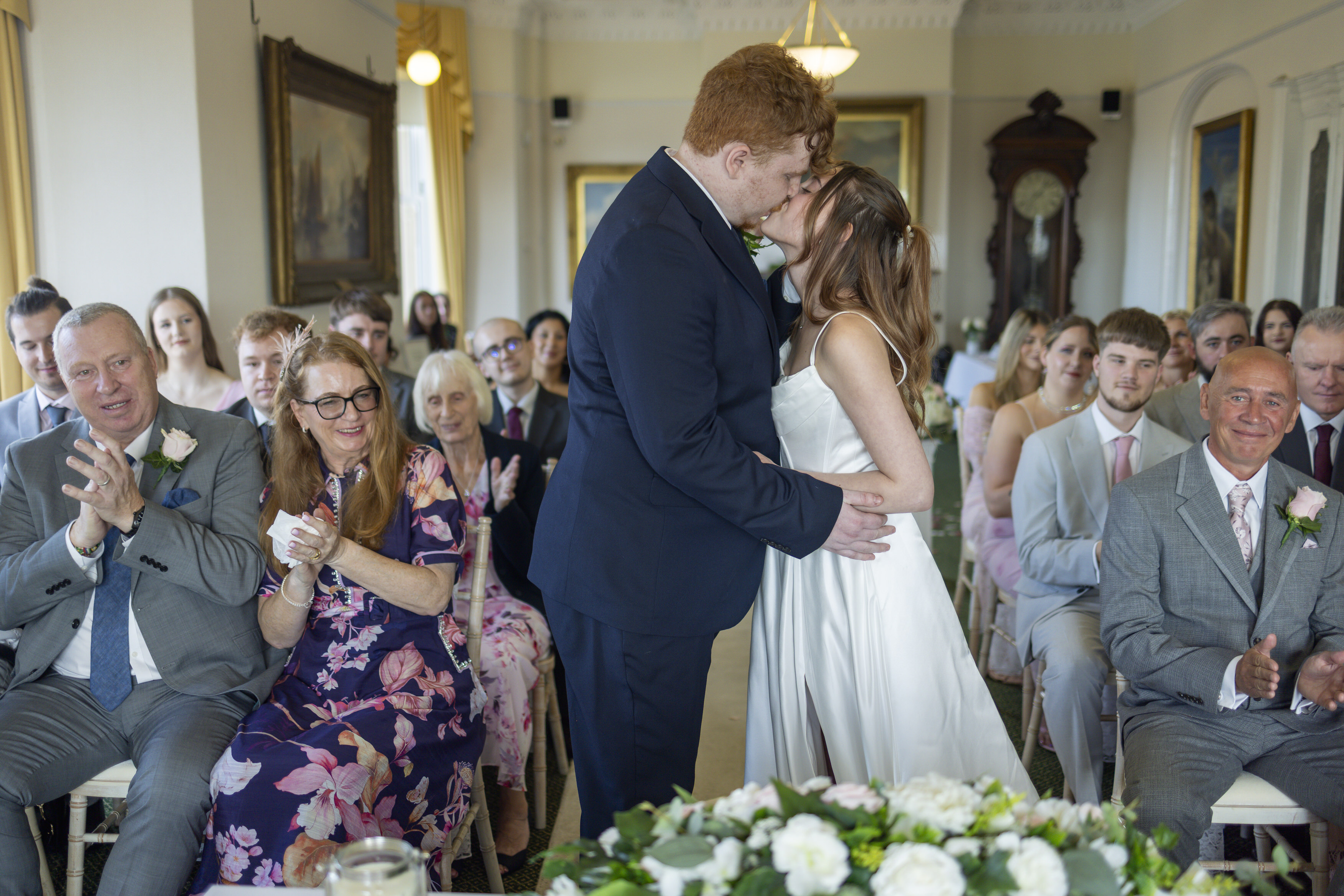 Ben and Katie seal their wedding with the kiss 