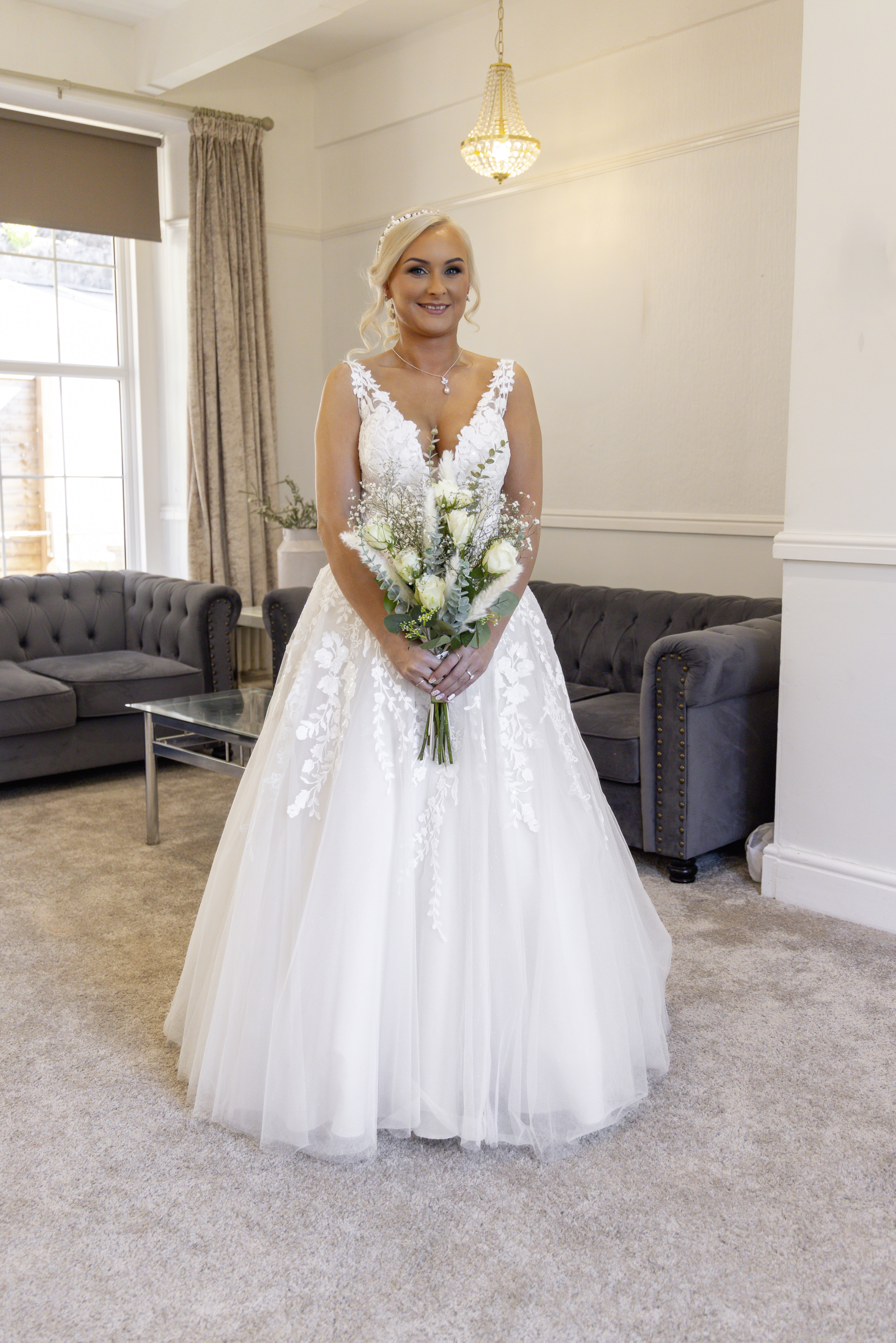 Sophie in her wedding dress 