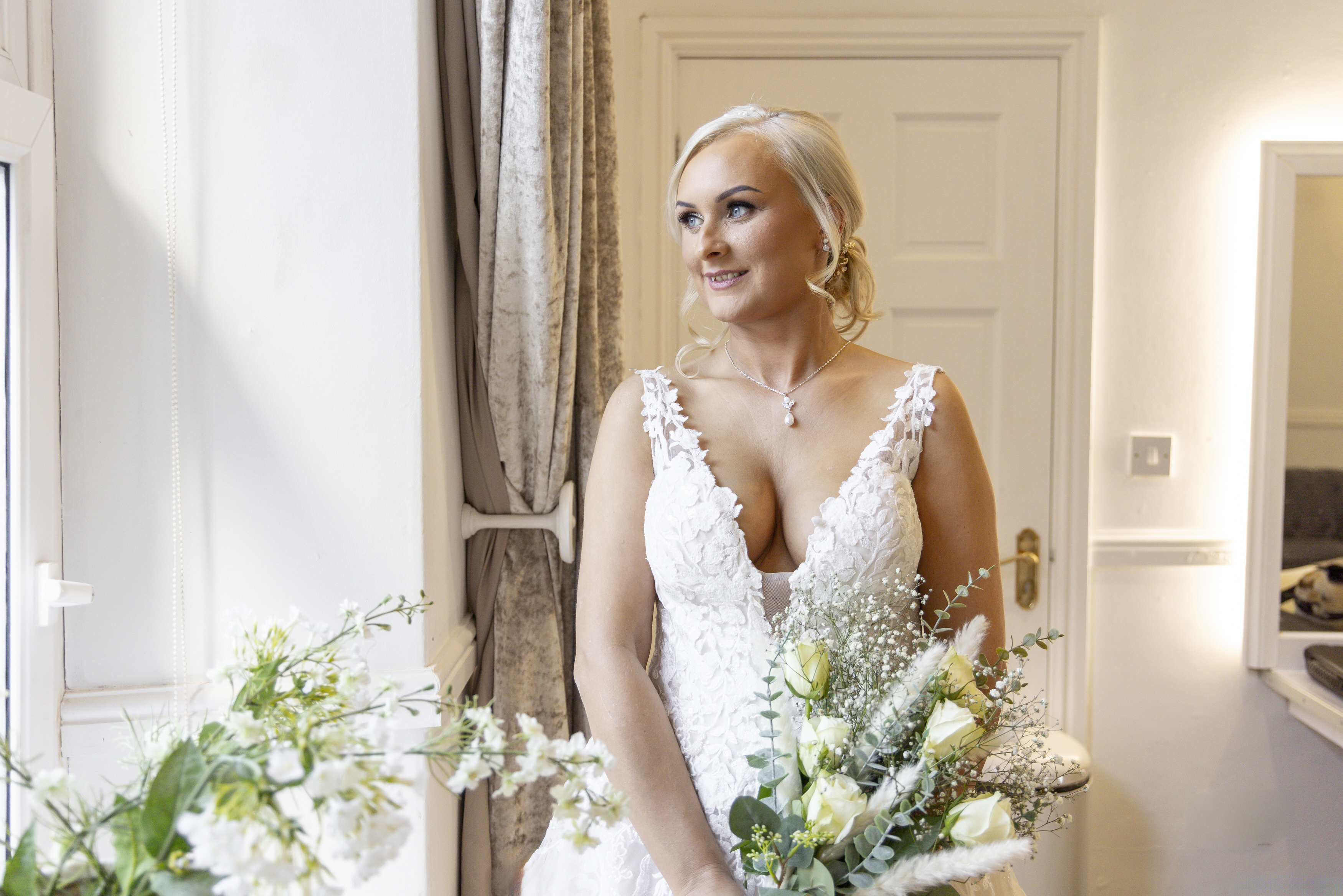 Sophie in her wedding dress 