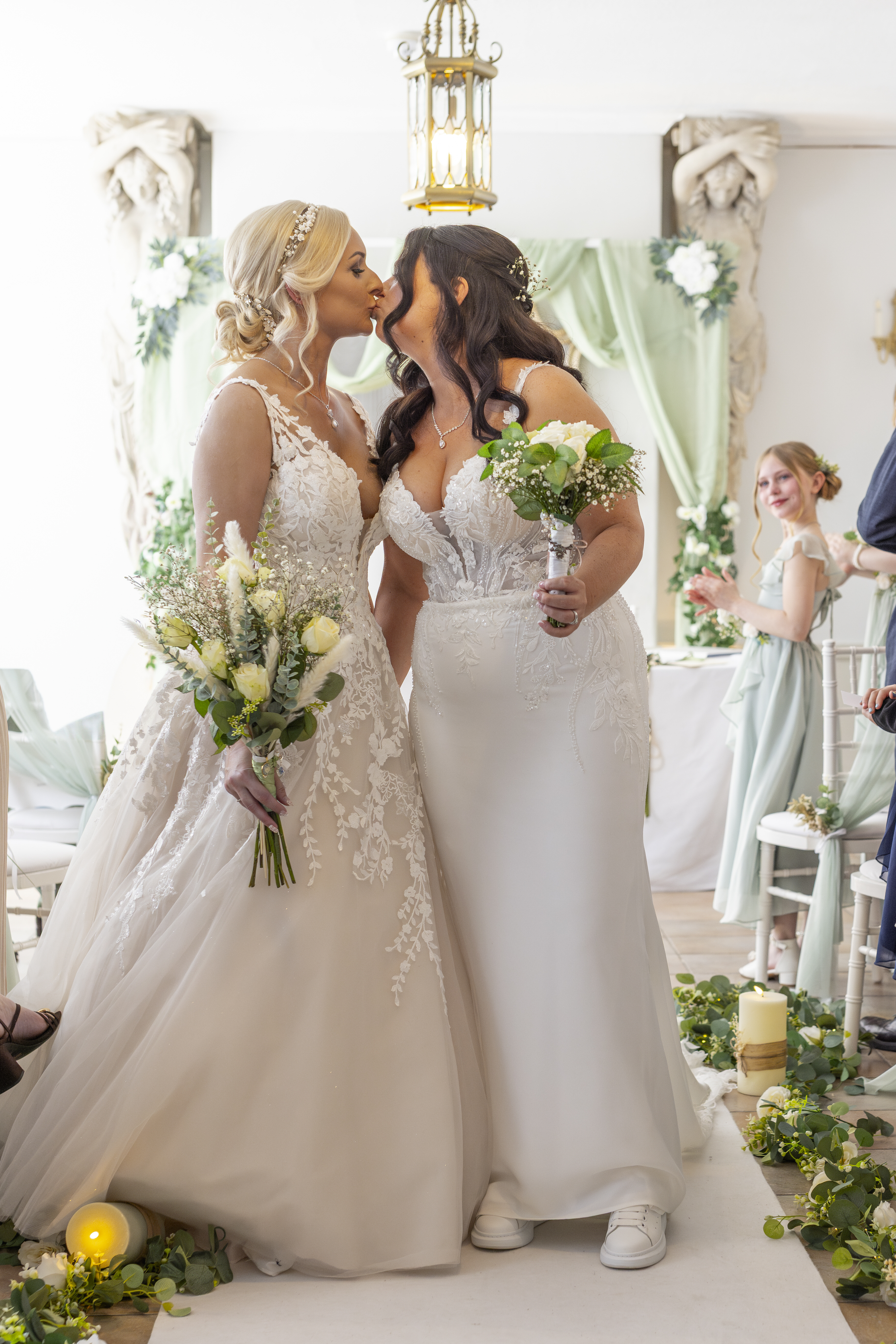 Hollie and Sophie have their first kiss as wife and wife 